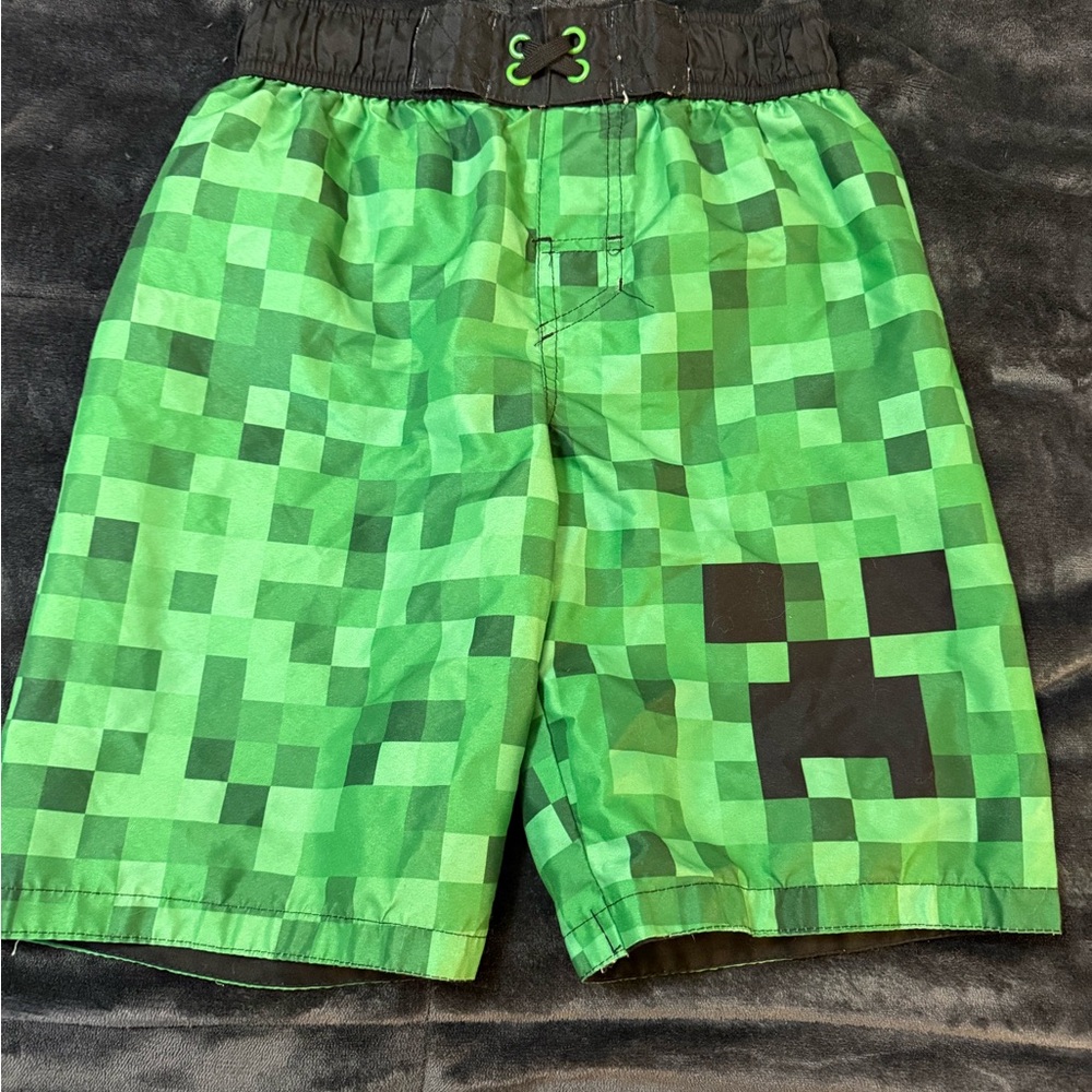 Kids Minecraft Print Swim Trunks, Size M